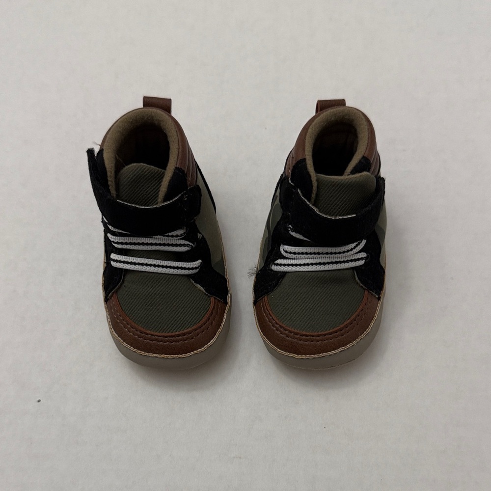 Baby High-Top Walker Sneakers in Olive and Brown